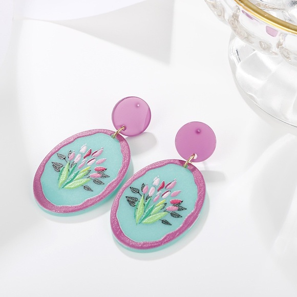 Chocolate by Amanda Jewelry - BRAND NEW PURPLE GRAFFITI PRINTED EARRINGS